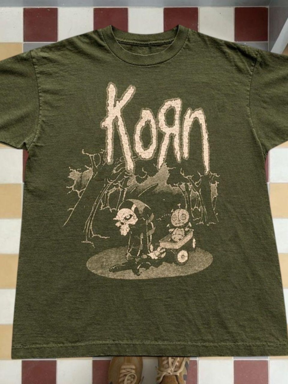 Gildan Olive Green Korn Graphic Short Sleeve Tee